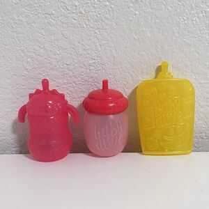 Baby Alive Replacement Accessories Lot of 3 Baby Bottle Sippy Cup Fruit Pouch